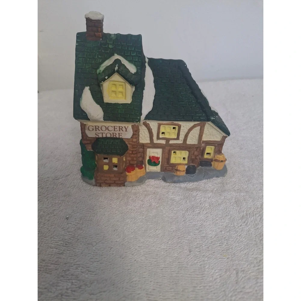 Vintage 1993 Noma Dickensville Christmas Village Grocery Store Porcelain House